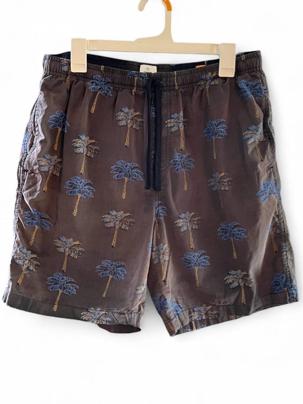 Free Planet Brown & Blue Palm Tree Swim Trunks Men’s Swim Shorts Tropical Beach